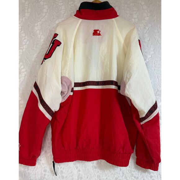 VTG 90s STARTER NCAA University Indiana HOOSIERS Logo Stripe 1/4 Zip Pullover XL - Picture 4 of 16